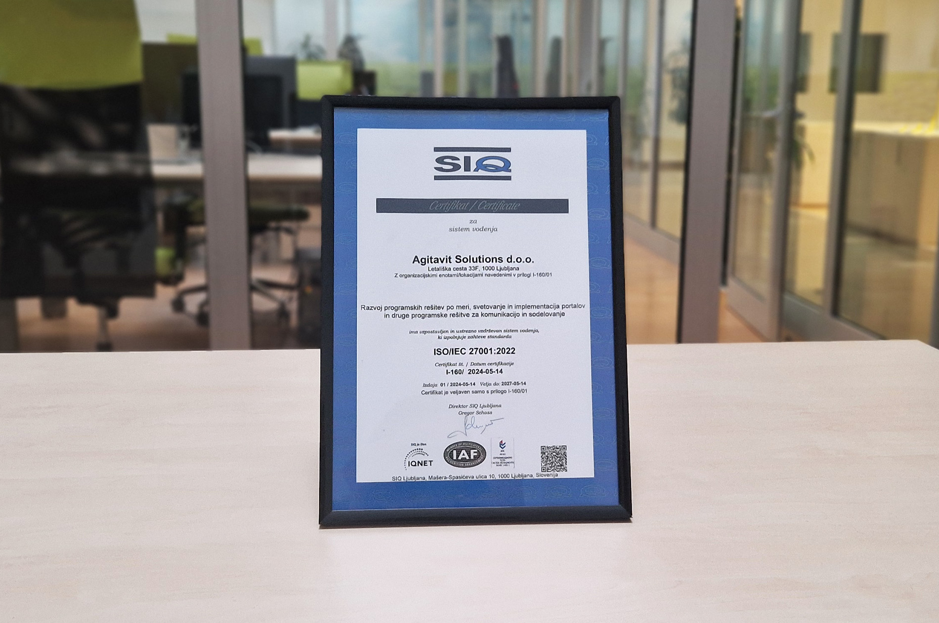 We have received ISO/IEC 27001:2022 security standard certification